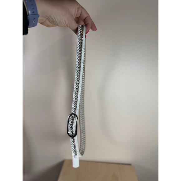 VTG Y2K Nine West Womens Belt White Studded Thin Handmade Grunge Medium - Picture 5 of 9